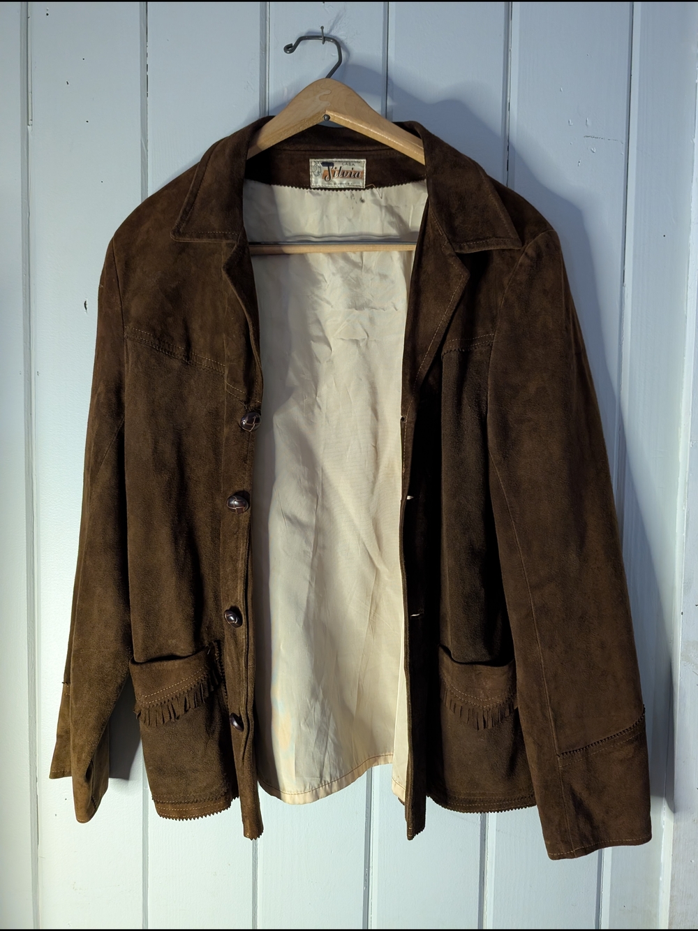 Viviana Brown Suede Bomber Jacket with Fringe
